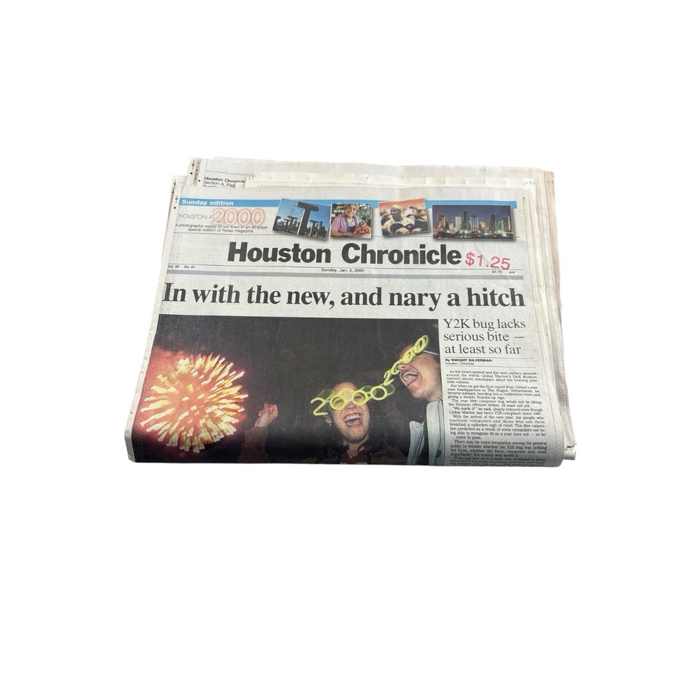 Jan 2 2000 Houston Chronicle Y2K Sunday Paper Complete w/‎ Magazine